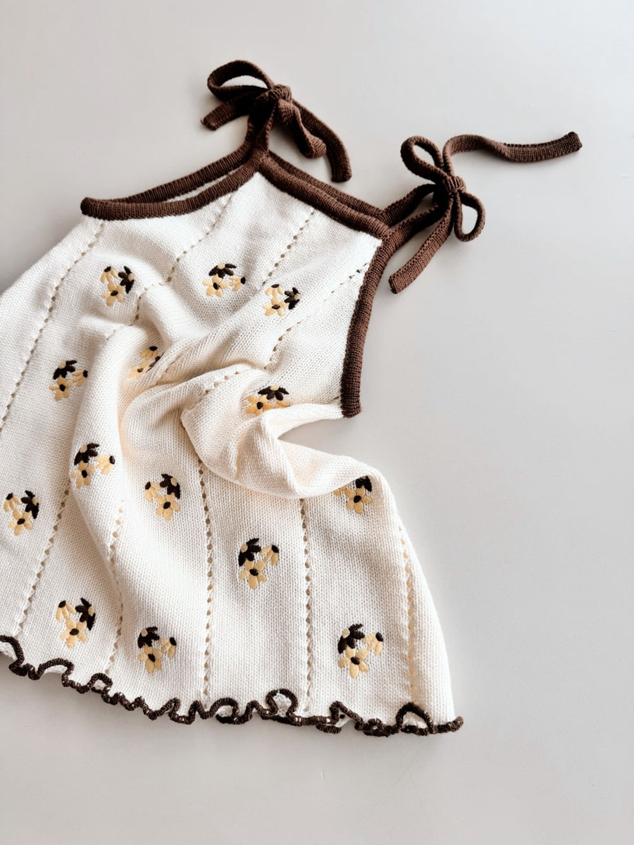 Bloom Pointelle Tie Dress | Chocolate