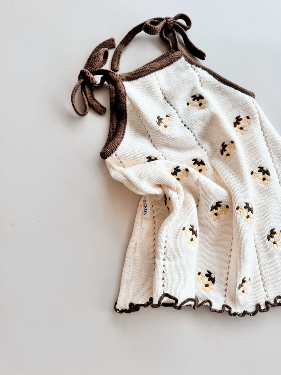Bloom Pointelle Tie Dress | Chocolate
