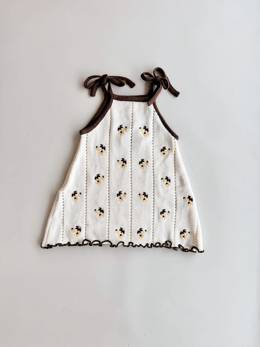 Bloom Pointelle Tie Dress | Chocolate