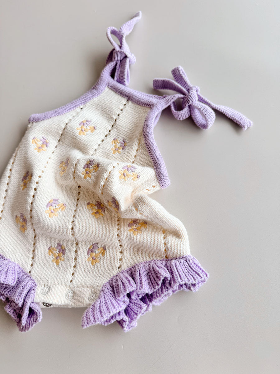 Bloom Pointelle Tie Romper | Aster