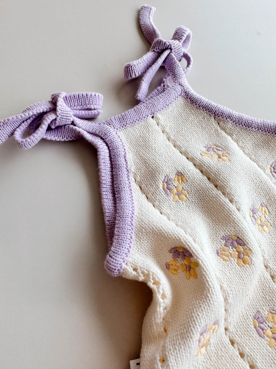 Bloom Pointelle Tie Romper | Aster