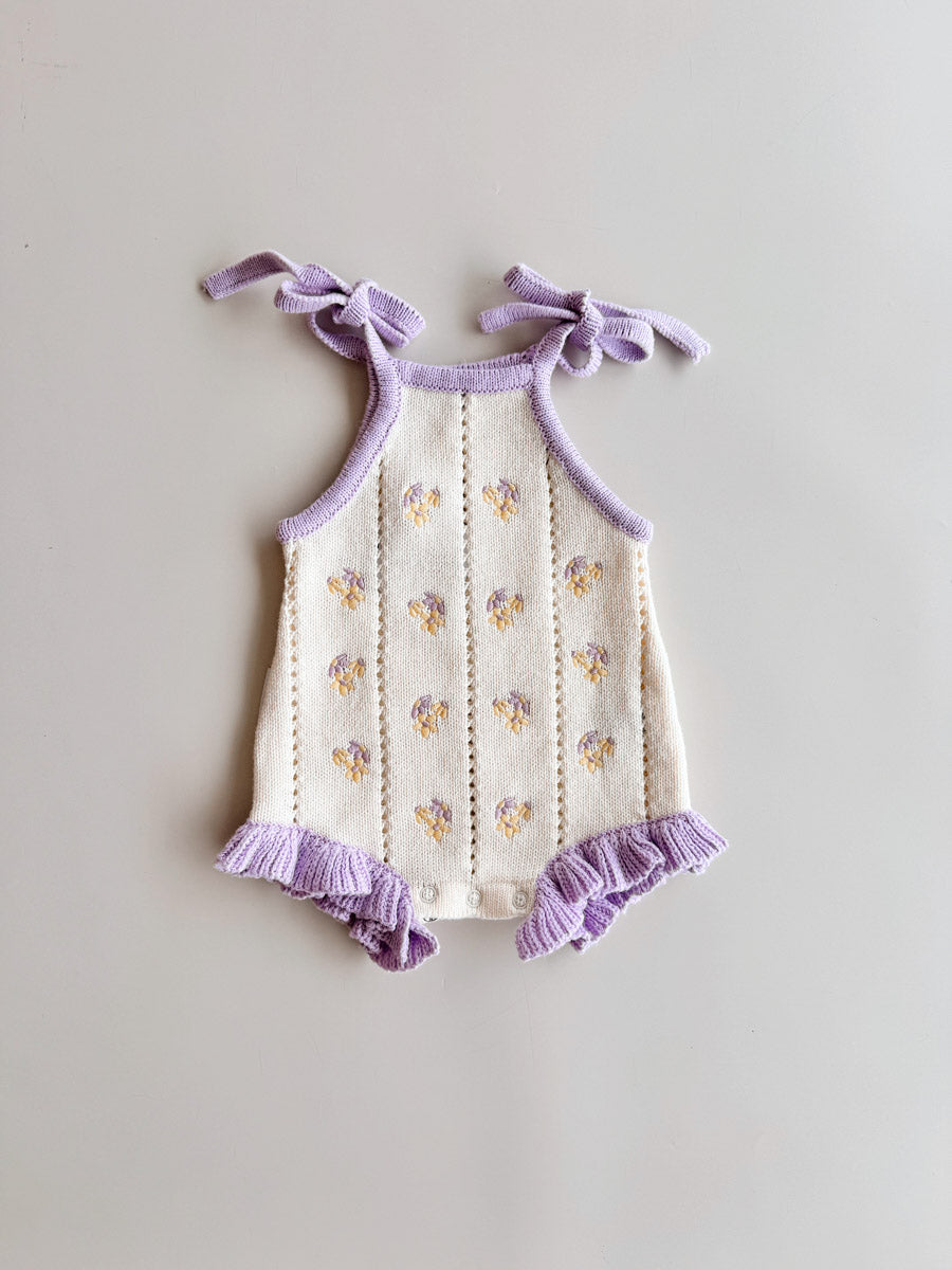 Bloom Pointelle Tie Romper | Aster