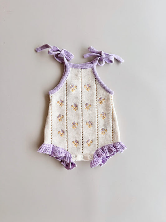 Bloom Pointelle Tie Romper | Aster
