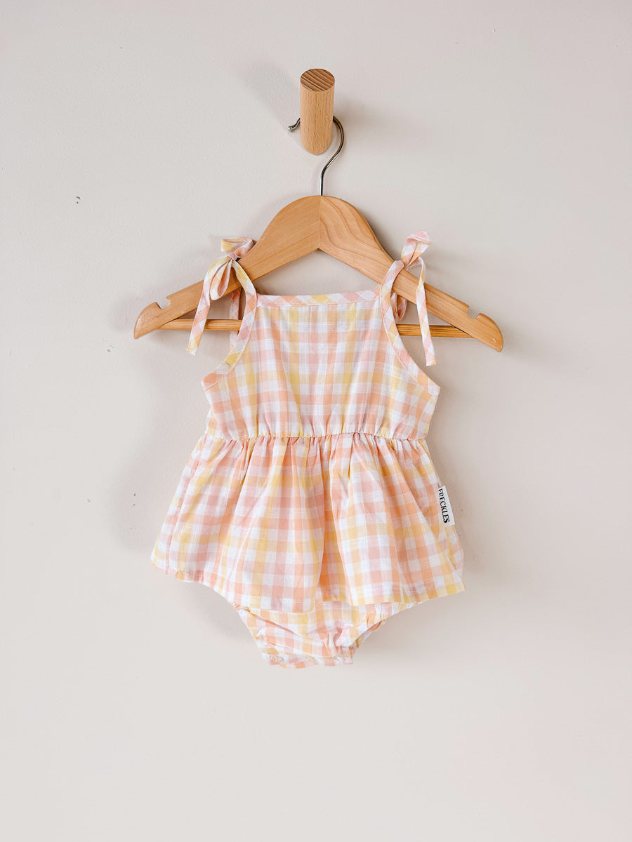 Emi Tie Romper | Sorbet Gingham
