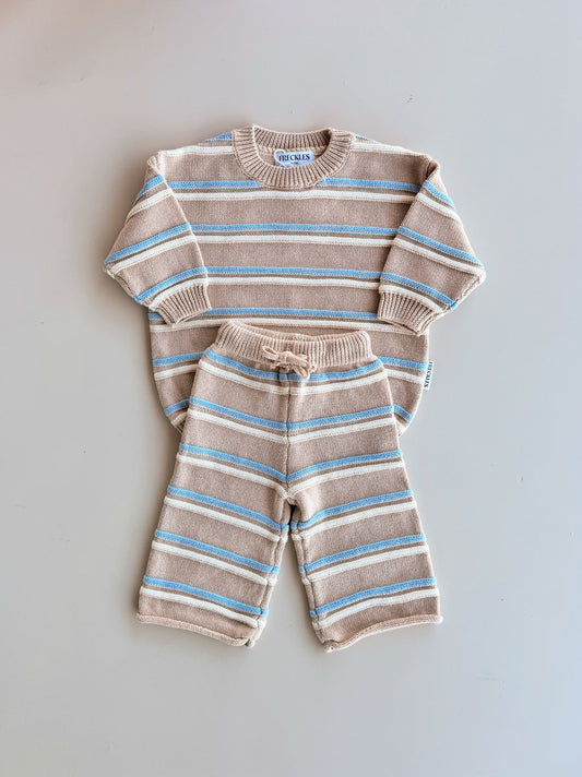 Raised Stripe Knit SET  | Oat/Arctic/Snow