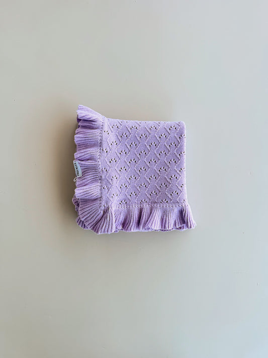 Mila Pointelle Frill Blanket | Aster