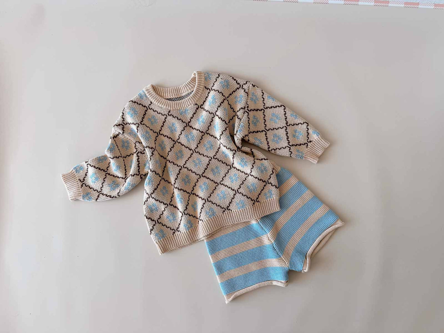 Cotton Knit Shorts | Sky Stripe