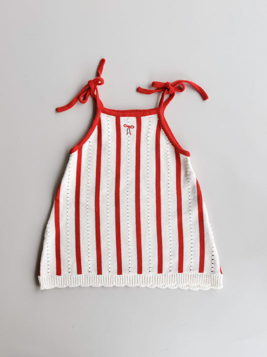 Pre-Order Pointelle Knit Girls Tie Dress | Bow