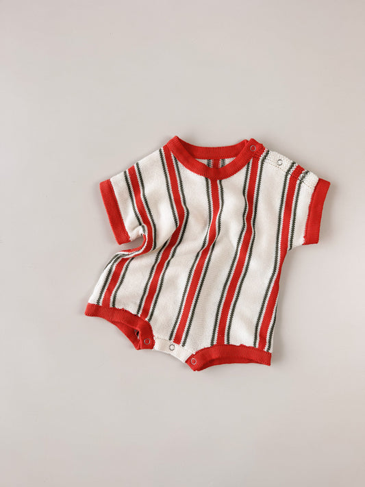 Retro Stripe Cotton Romper