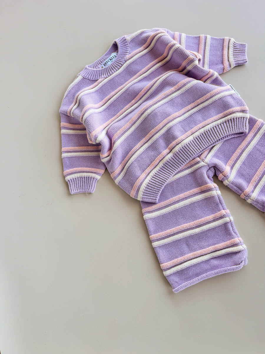 Raised Stripe Knit SET  | Aster/Sweetpea/Snow