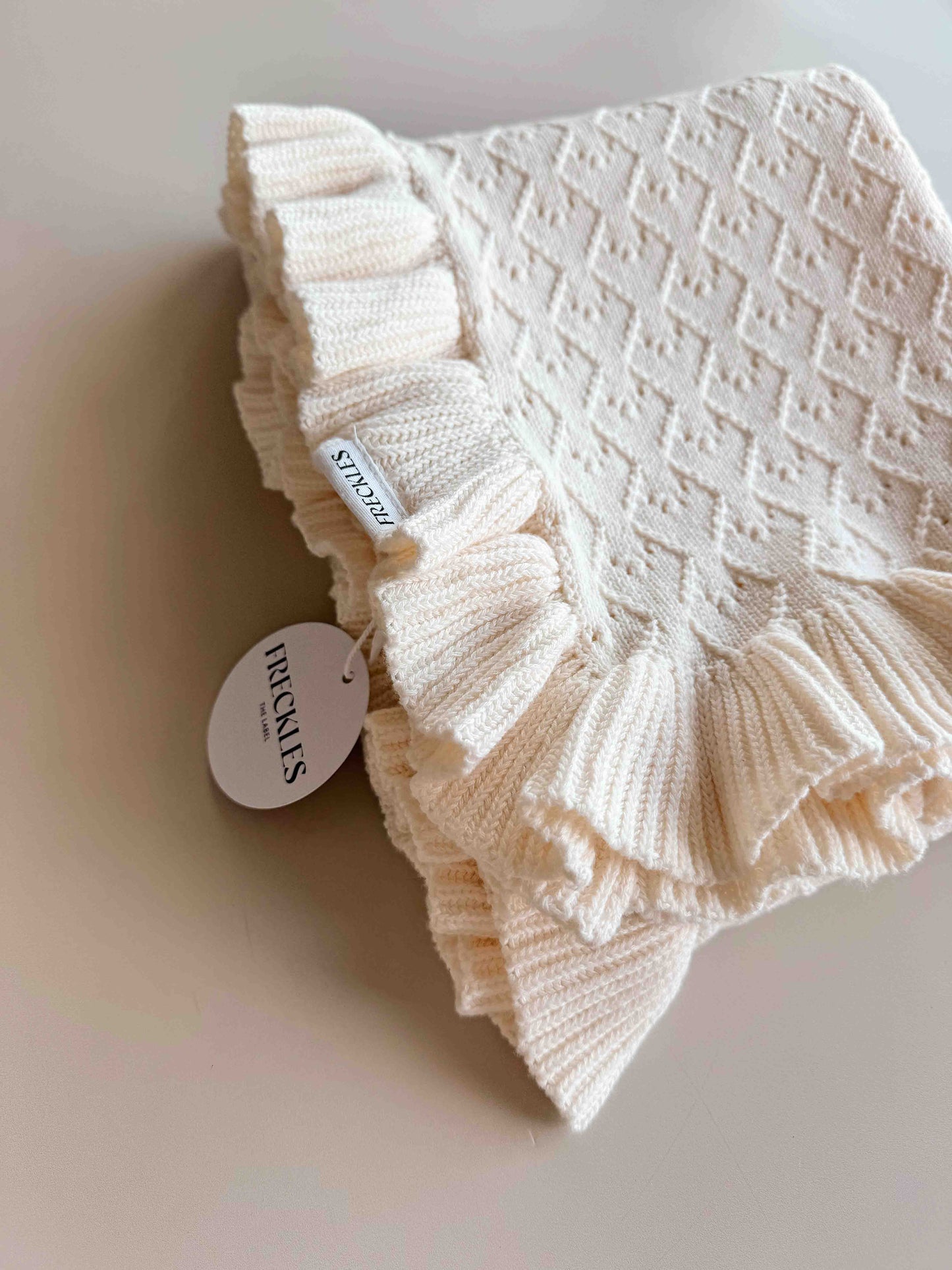 Mila Pointelle Frill Blanket | Snow