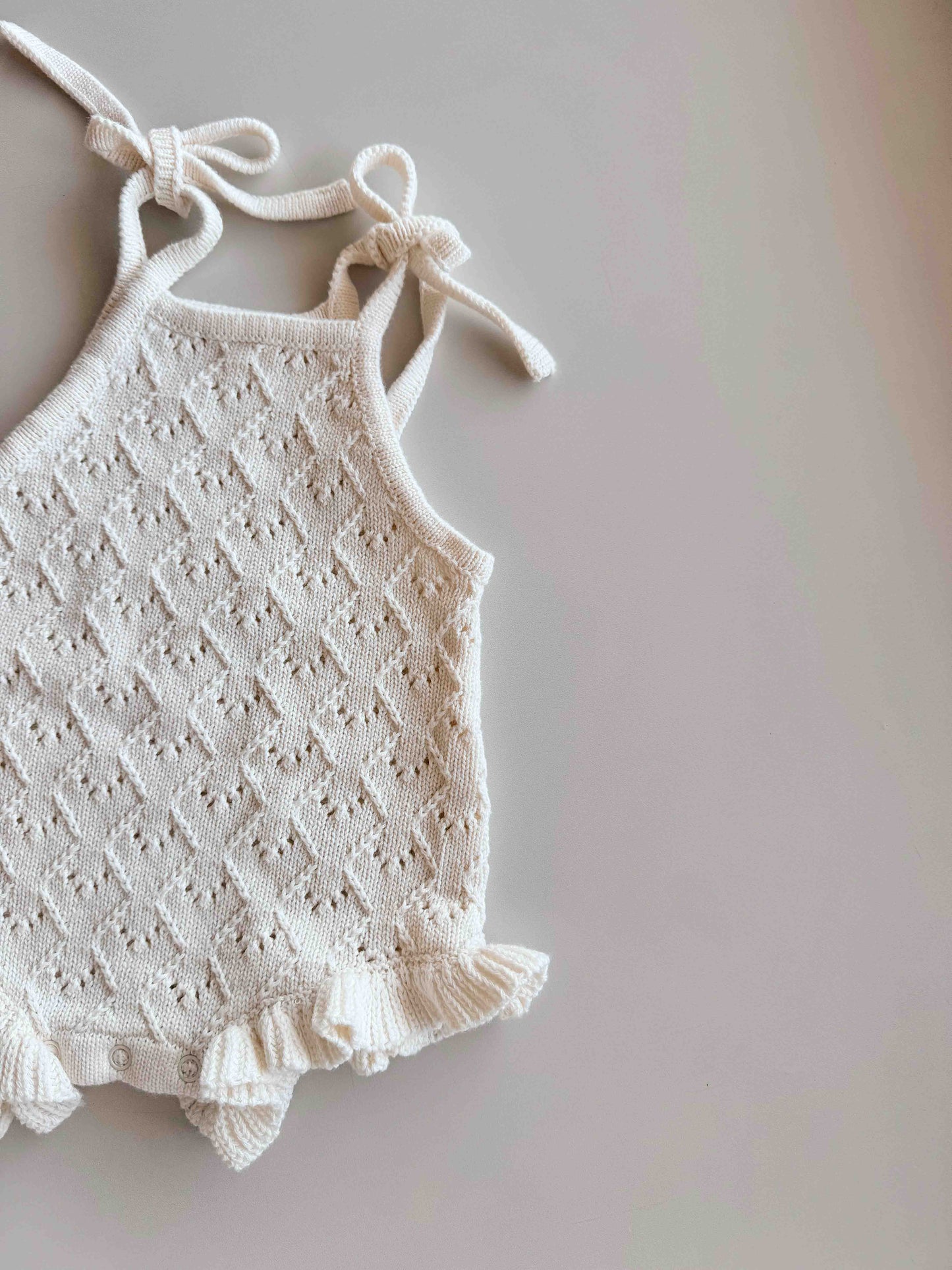 Mila Pointelle Tie Romper | Snow