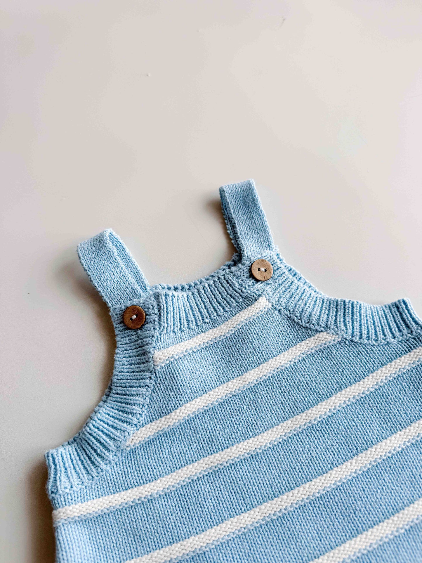 Raised Stripe Button Romper | Arctic