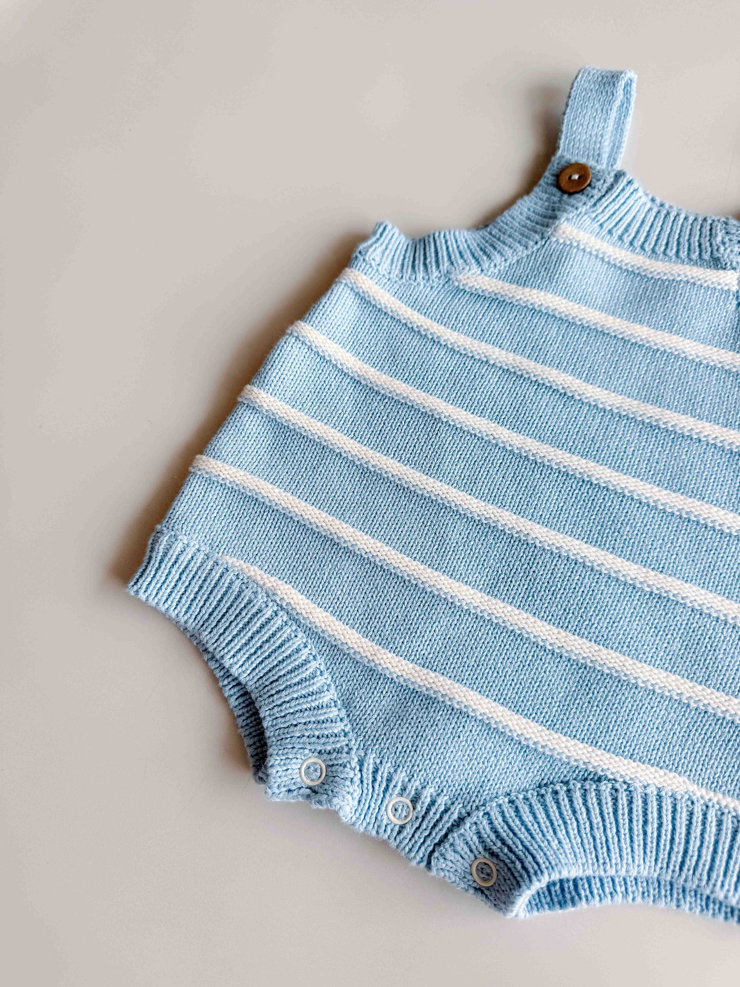 Raised Stripe Button Romper | Arctic