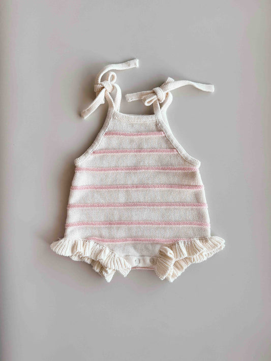 Raised Stripe Tie Romper | Sweetpea
