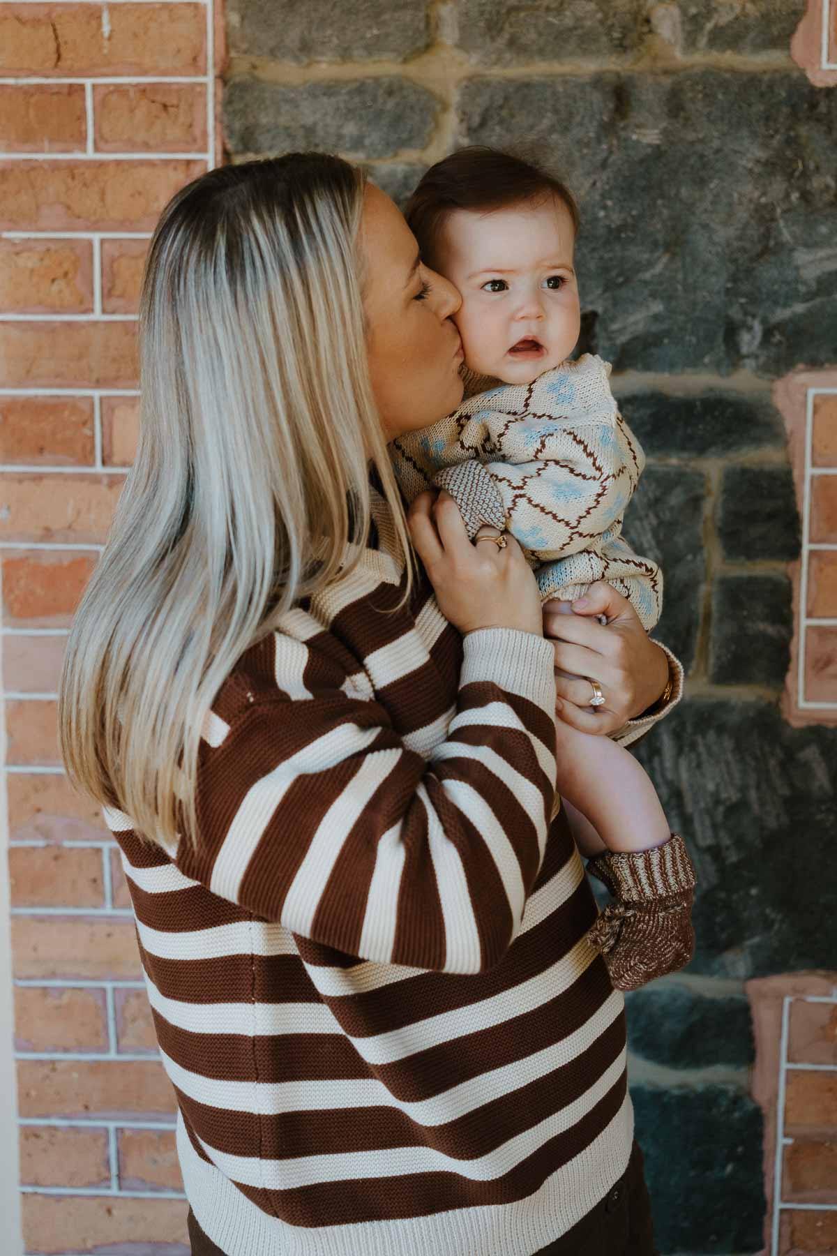 Cotton Knit Romper | Tiramisu Stripe