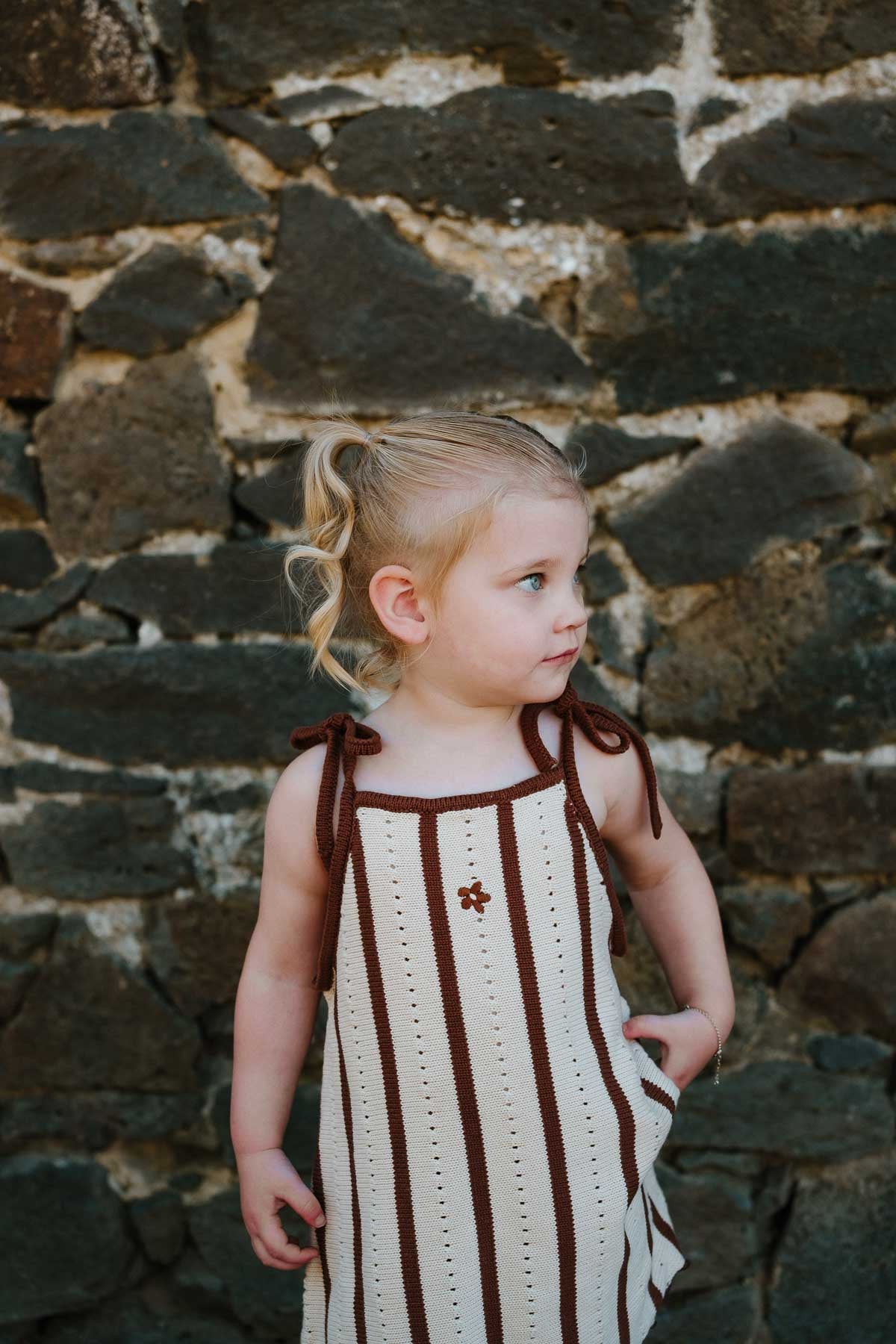 Cotton Tie Dress | Chocolate Stripe