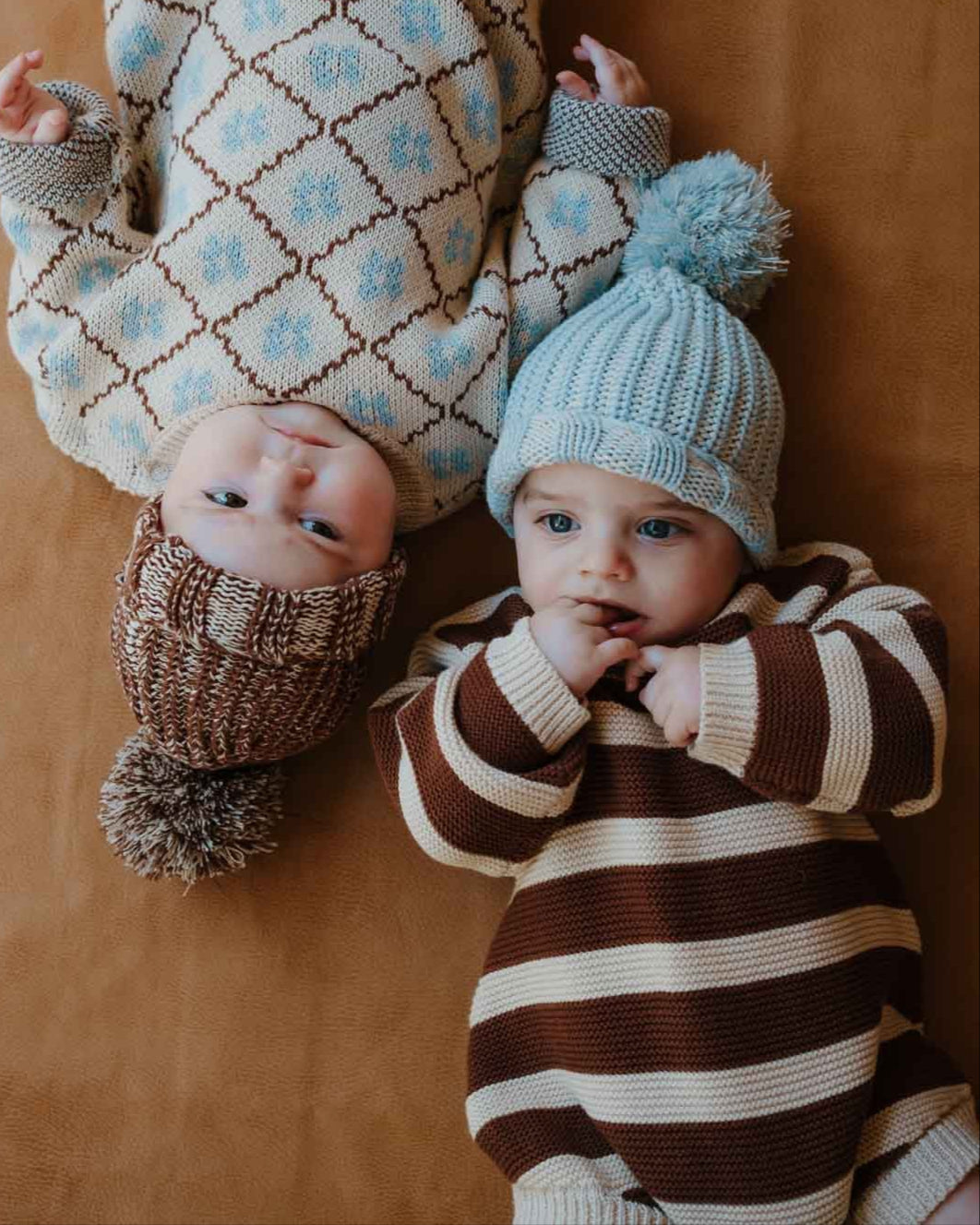 Cotton Knit Romper | Tiramisu Stripe