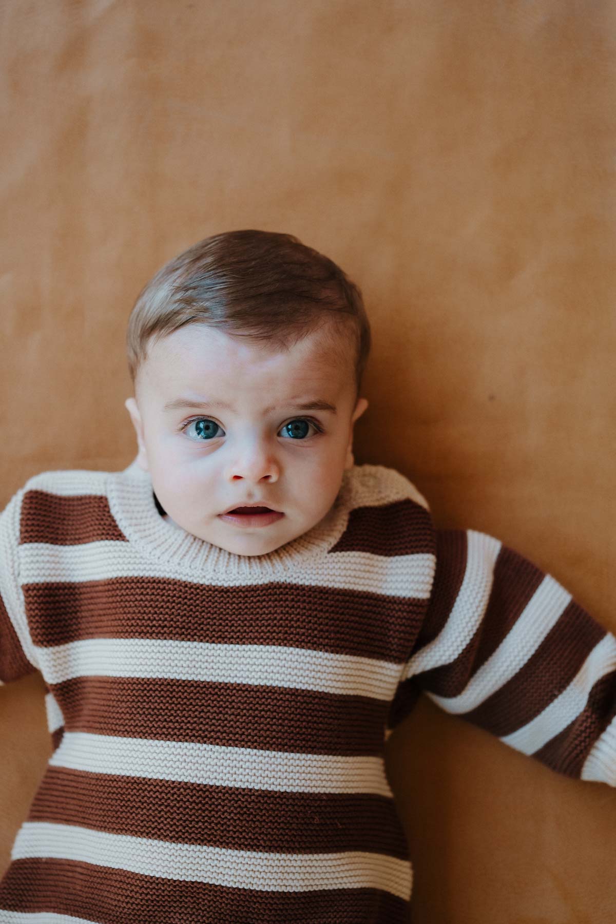 Cotton Knit Romper | Tiramisu Stripe