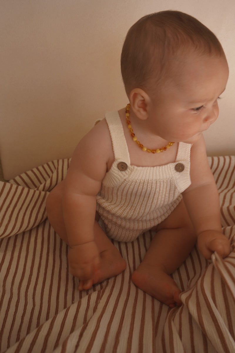Chunky Button Romper | Oat