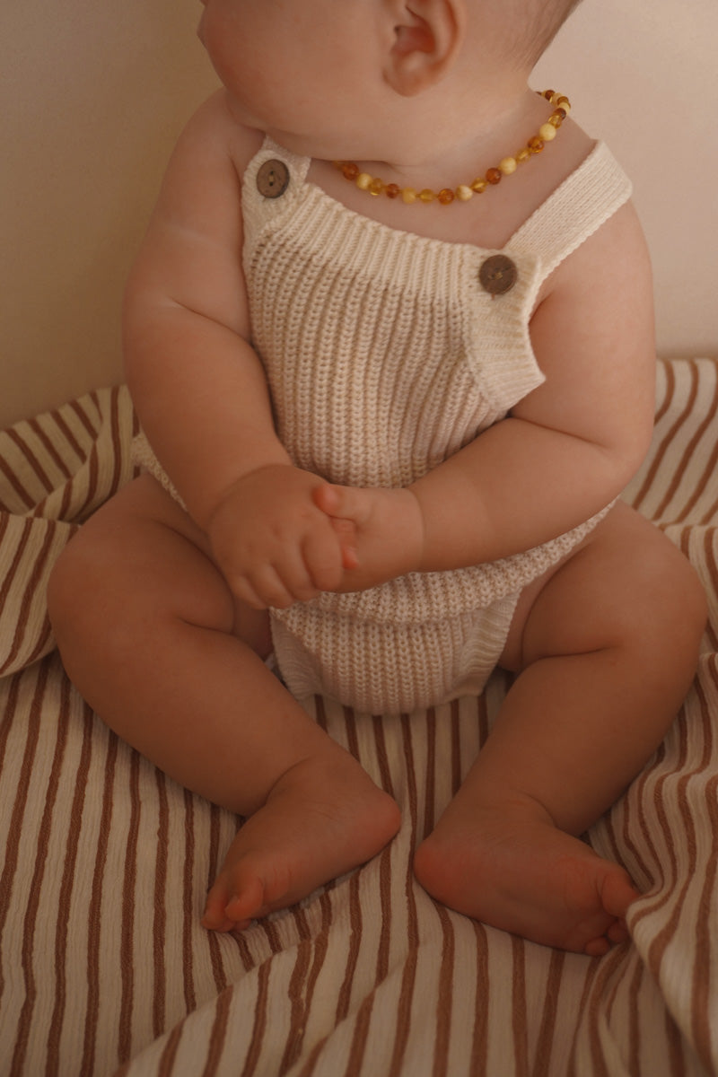 Chunky Button Romper | Oat