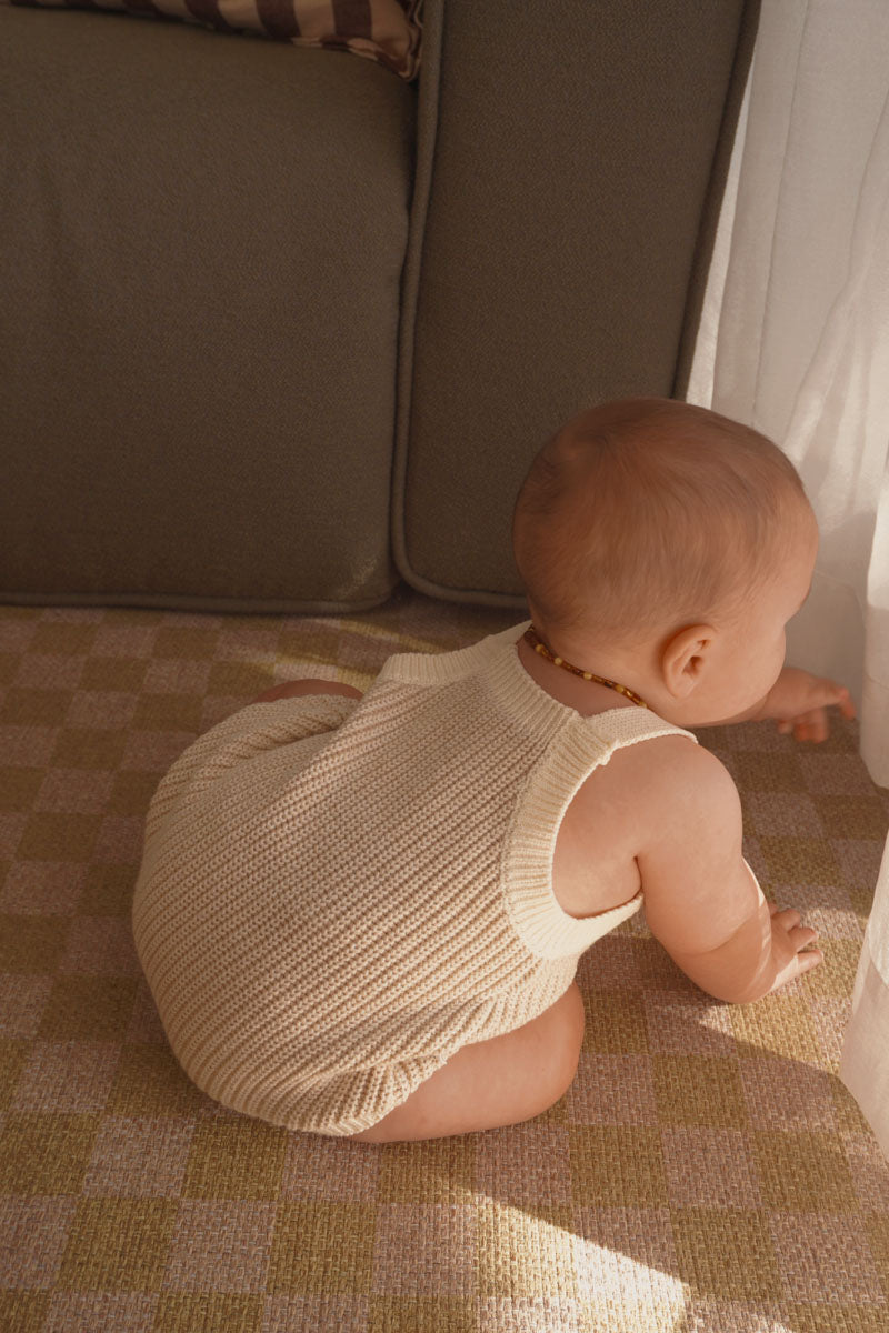 Chunky Button Romper | Oat