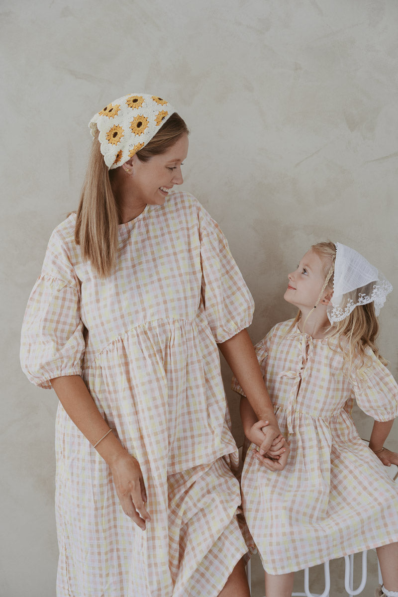 Womens Pippa Cotton Sun Dress | Sorbet Gingham
